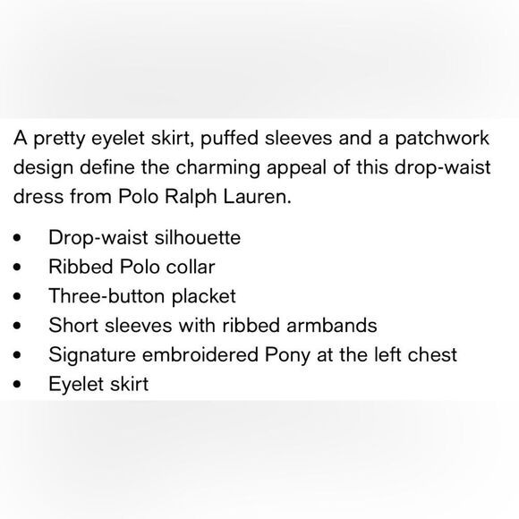 Ralph Lauren Baby Girls Short Sleeve Dropped Waist Collared Dress. 6 Months. - Picture 10 of 10